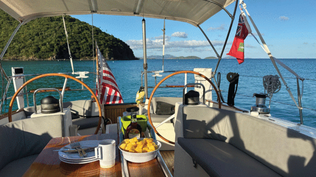 View of dinner in Maho Bay