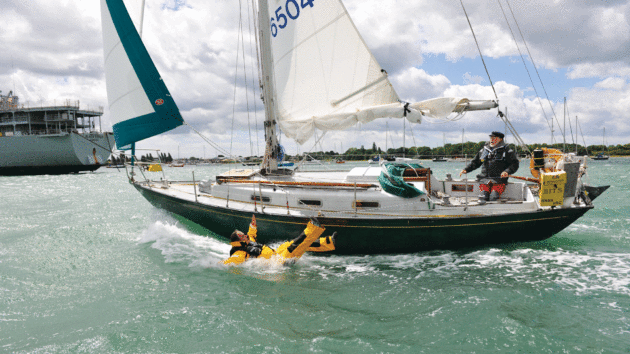 Man overboard with yacht