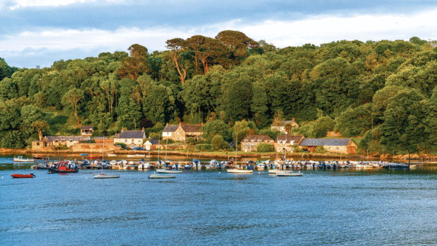 Boats on the banks of the Helford river