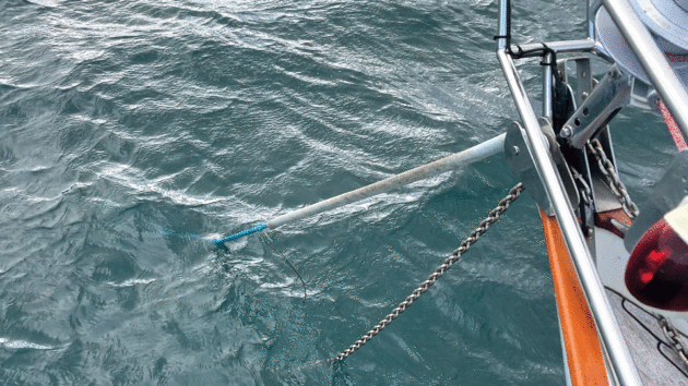 View of anchor chain from the bow
