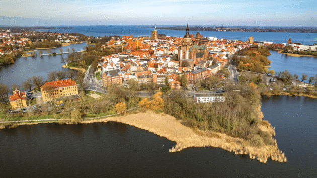 Stralsund’s cityscape with St Mary’s Church