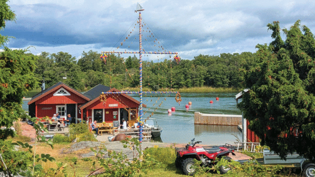Typical small harbour with a café in Rodhamn, Finland
