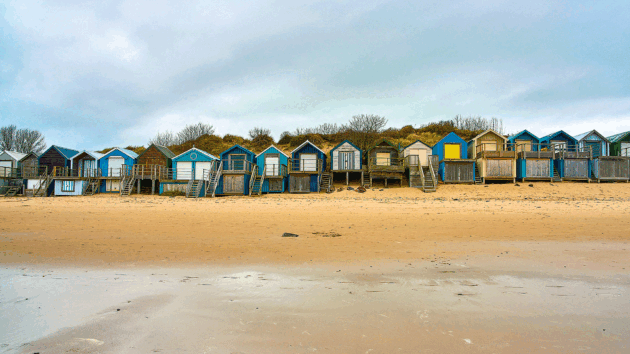 Beach huts on Abersoch beach on the Llyn Peninsula