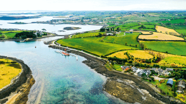 Aerial drone view over Strangford Lough