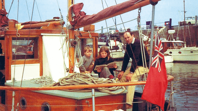 Fred, Charlotte and Mervyn (l-r) relax aboard Full Moon