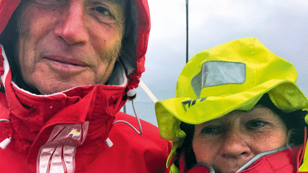 Not all plain sailing: Mervyn and Penny get ready to battle the elements in Brittany