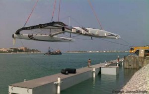 alinghi 5 arrives at AC village