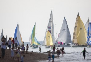 A day for everyone to enjoy the water: kids swim while competitors dodge the tide