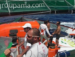 Groupama 3 crew onboard