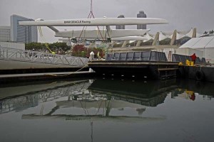 BMW Oracle Racing's BOR 90 is lifted