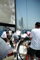 Jim Allsopp helming Titan at Antigua Sailing week