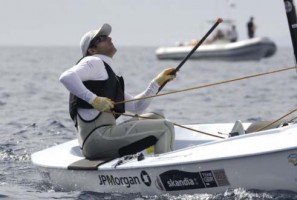 Ben Ainslie sailing in the Finn European 200