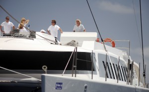 Sir Richard Branson aboard his yacht