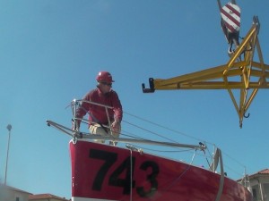 paul peggs helps launch the boat