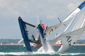 Extreme 40 catamaran capsize at Cowes