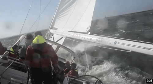 Oyster sailing in gale