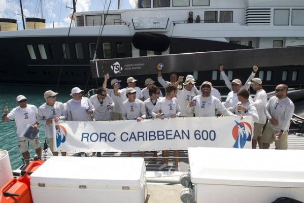 A very happy Bella Mente Team Bella Mente finish RORC Caribbean 600 