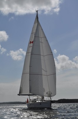 Twin headsails and mainsail, the 'Simbo Rig'