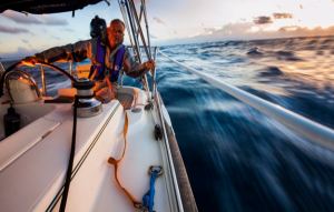Ready for a night watch while crossing the Atlantic