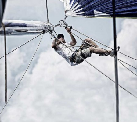 Velsheda's bowman on the first day of racing. Image courtesy Jesus Renedo