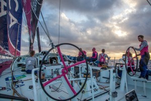 The all-women crew of Volvo Race entry Team SCA in action