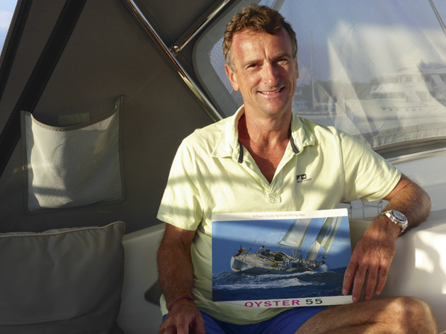 Paul Frew with his 1986 brochure for the Oyster 55