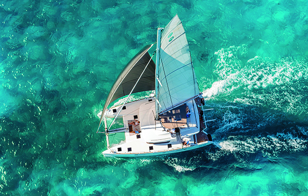 sailing in catamaran