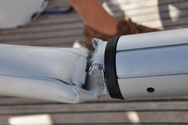 Snapped spinnaker pole- Michaela Parker