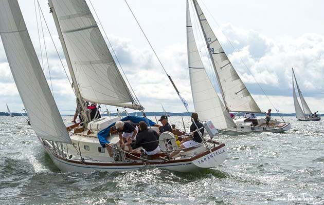 9. Tarantella. 1967, Sparkman & Stephens: Tarantella was originally conceived for owner Pekka Koskenkyla who wanted a 36-footer built using the new glassfibre method. S&S also adopted what was then a very modern keel arrangement, with a separate skeg and increased ballast aft, which reduced the hull wetted surface area and improved handling. The design became the first production Swan – 90 were built.