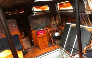 Fire gutted Swan 76 Pauline af Skanör