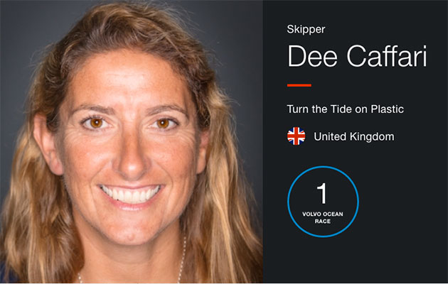 Dee Caffari skipper of Volvo Ocean Race team Turn the Tide on Plastic.