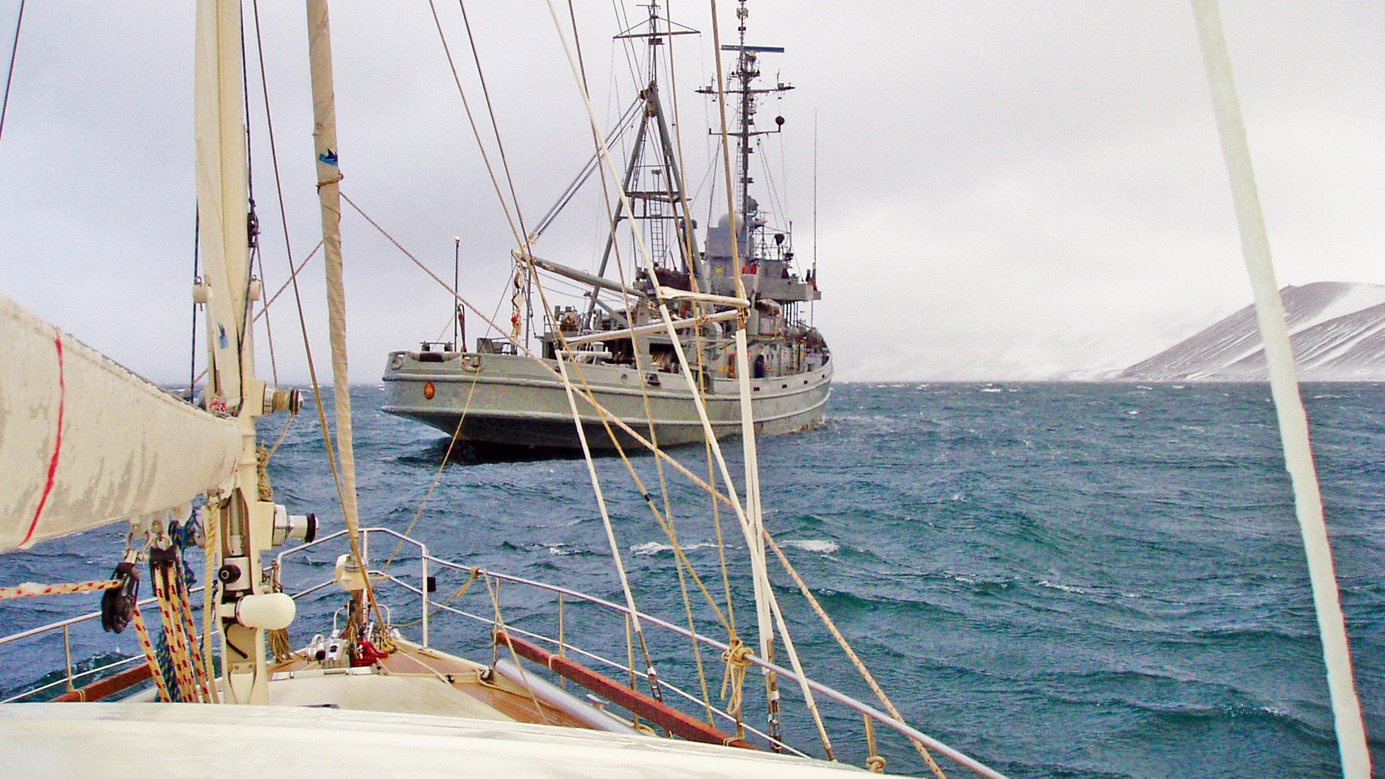 Great seamanship inside a volcanic caldera in 50knot winds Yachting