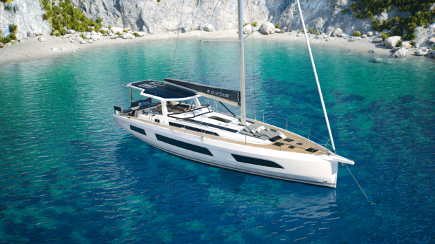 Render of the Dufour 54 in water