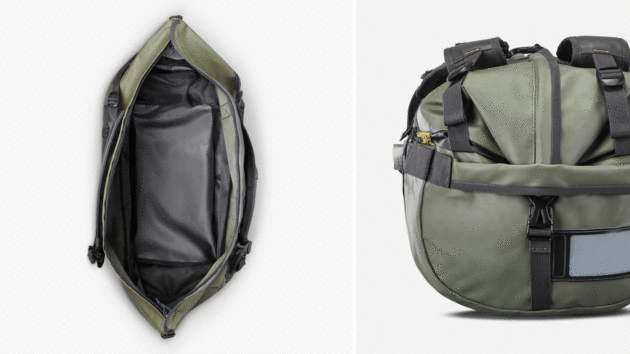 There's a wide opening for putting stuff in the bag.