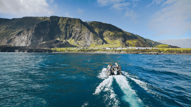 Heading ashore by dinghy at Tristan da Cunha