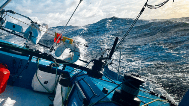 Conditions on the Class 40 Engie mid-race. 