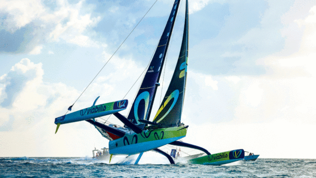 Skippers Baptiste Hulin and Thomas Rouxel took a last-gasp victory in the Ocean Fifty trimarans with Viabilis Océans