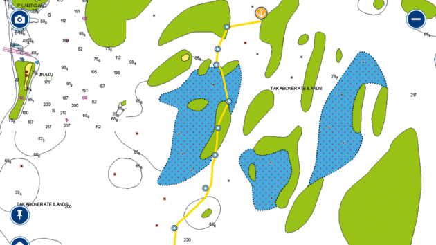 James Frederick uses OpenCPN to create satellite overview charts, but it only runs on a laptop so is not reliable in the cockpit in poor weather