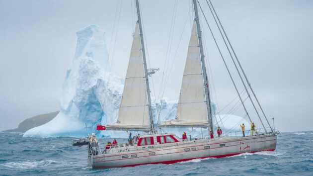 Vinson close aboard a grounded berg approaching Bird Sound
