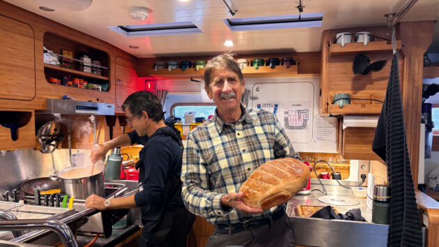 Food prep in Vinson’s galley.