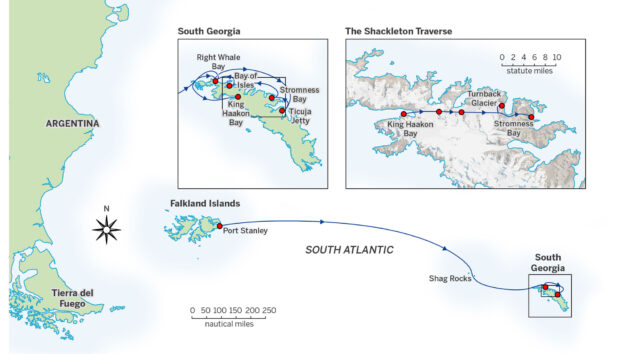 Map of the route to South Georgia