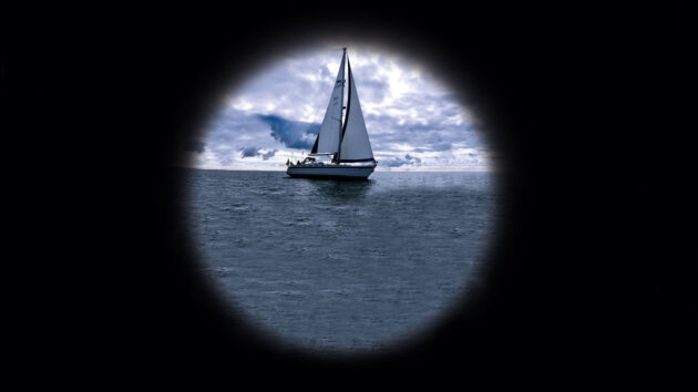 A yacht through a telescope