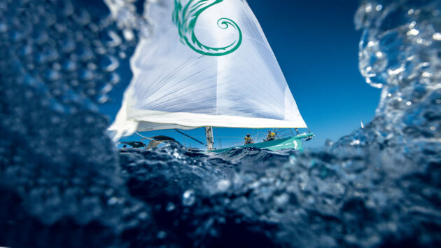 Photo from the water of a yacht