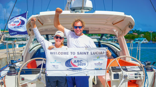 Astrid De Vin and Roeland Franssens aboard the Pegasus 50 Sedem