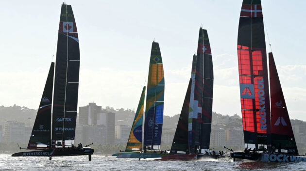 The yachts in the water