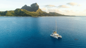 A catamaran charter yacht in the Caribbean