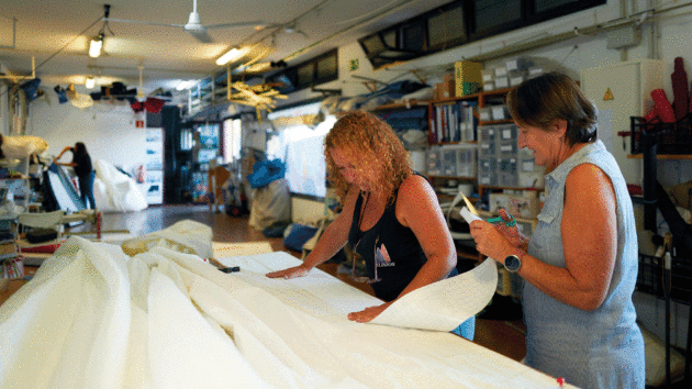 Sail repairs by Alisios, opposite the marina in Las Palmas.