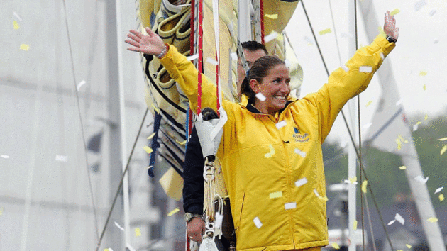 Dee Caffari celebrating