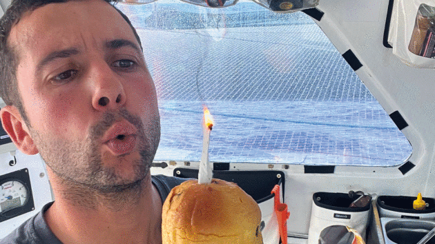 Celebrating his 34th birthday at sea