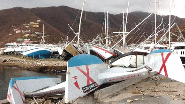Triple Jack upside down and badly damaged after Hurricane Irma